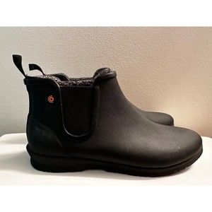 BOGS Womens SweetPea Winter Faux Fur Lined Black Rubber Ankle Boots - Size 10